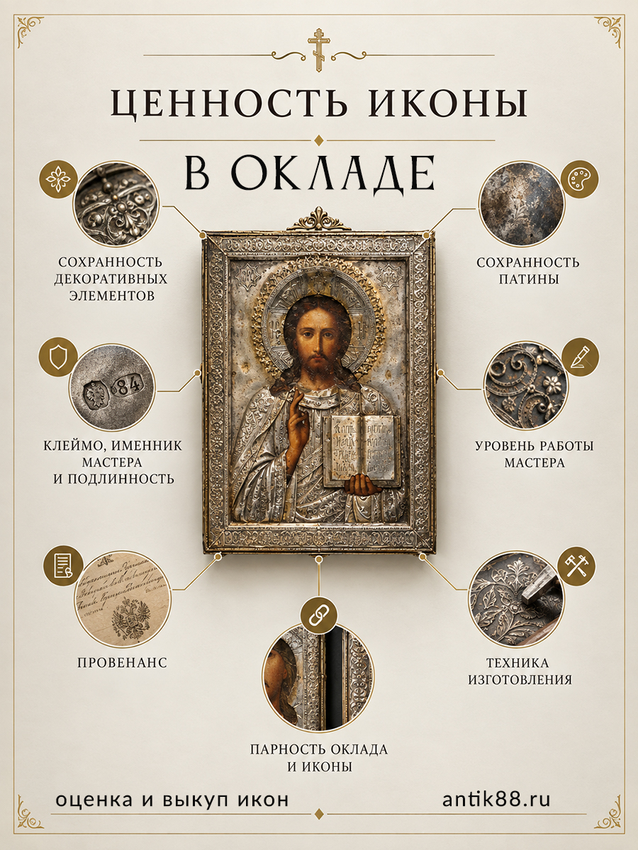 Ценность оклада иконы: клеймо, вид, стиль и цена