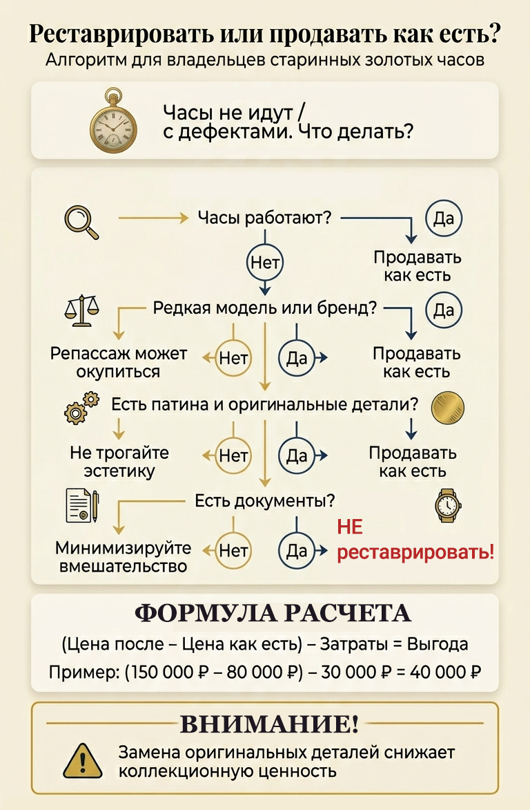Инфографика: как принять решение о реставрации старинных часов