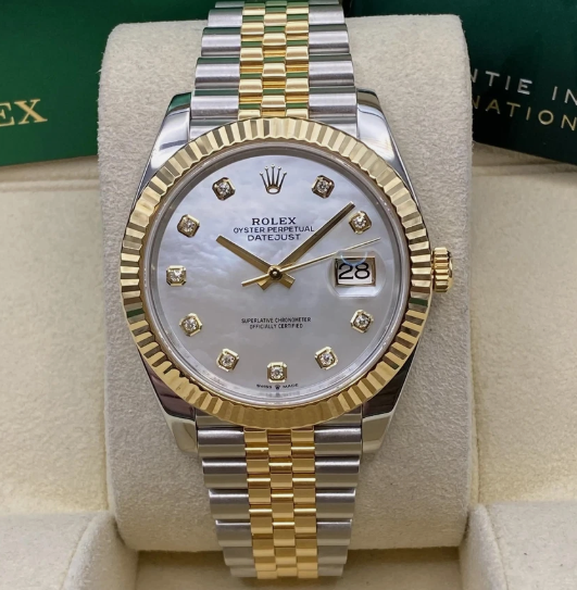 Rolex Datejust с заводскими бриллиантами на циферблате, золото / Rolesor